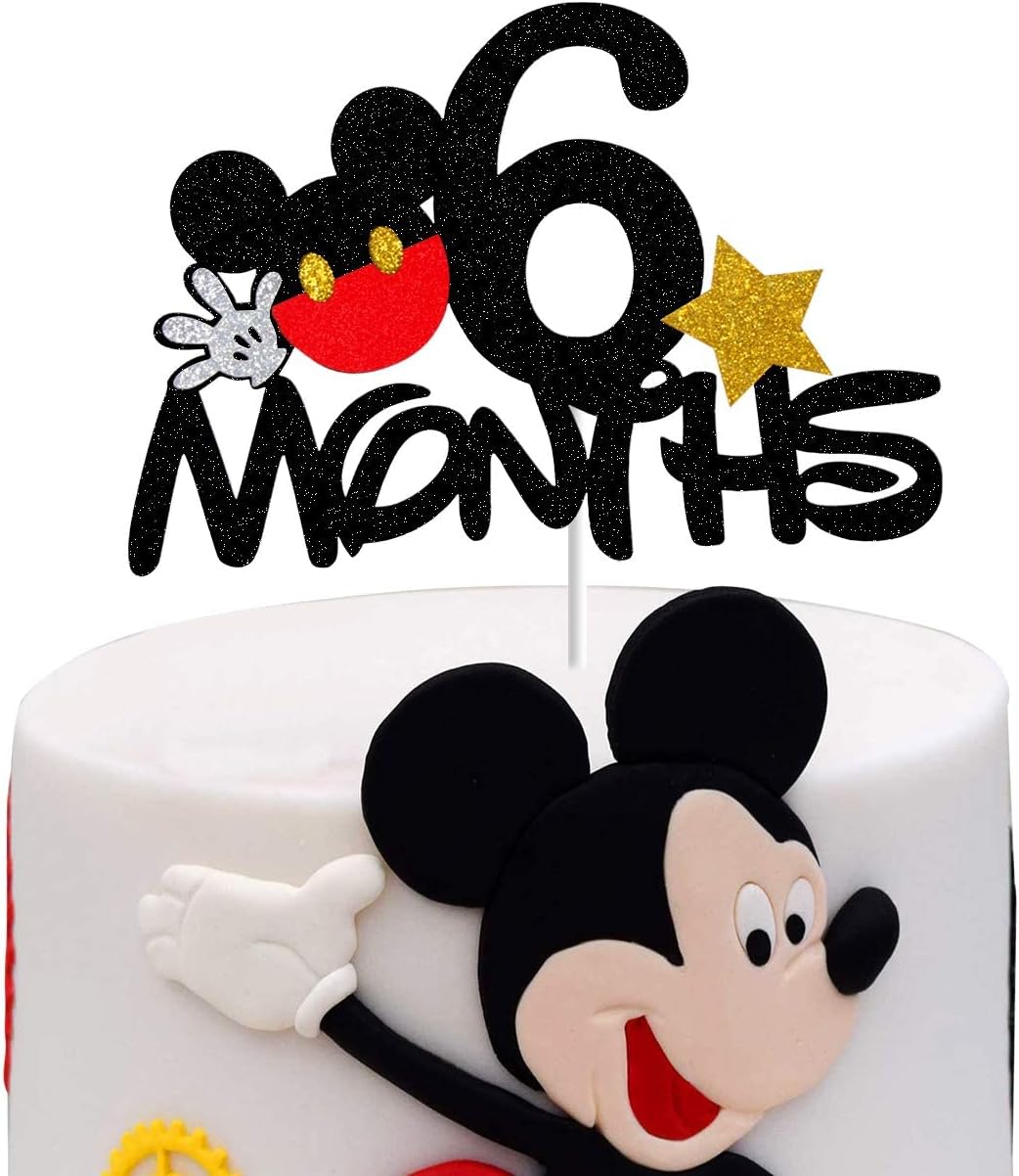 Ayaoch Mouse 6 Months Cake Topper,Mouse 1/2 Half Birthday Party Decorations, Happy 6 Months Cake Topper,Pregnancy Party Cake Decor.