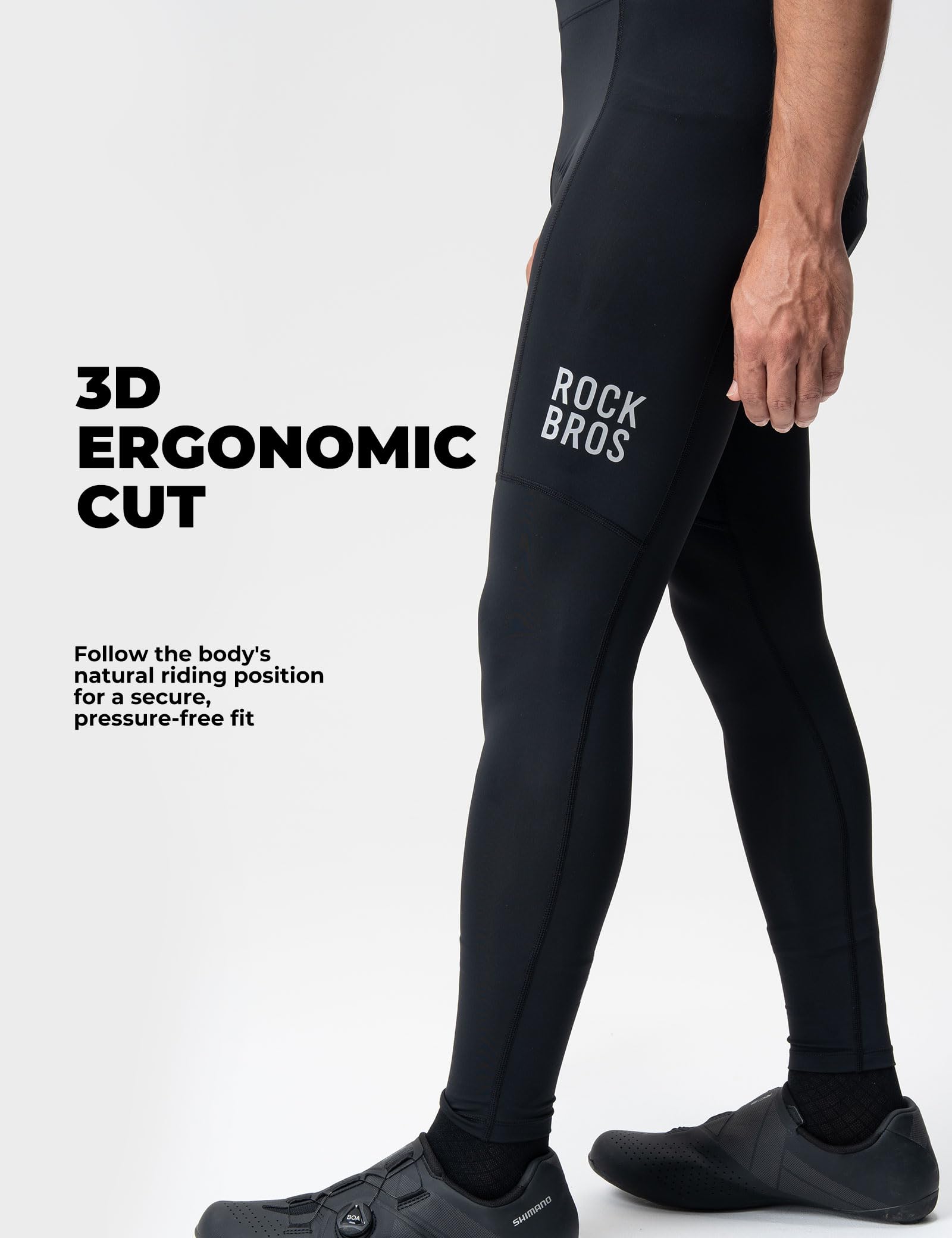 ROCKBROS Męskie długie spodnie rowerowe, kompresyjne spodnie rowerowe z wyściełanym spodem 3D, oddychające i elastyczne, szybkoschnące, do kolarstwa wyścigowego MTB, czarne