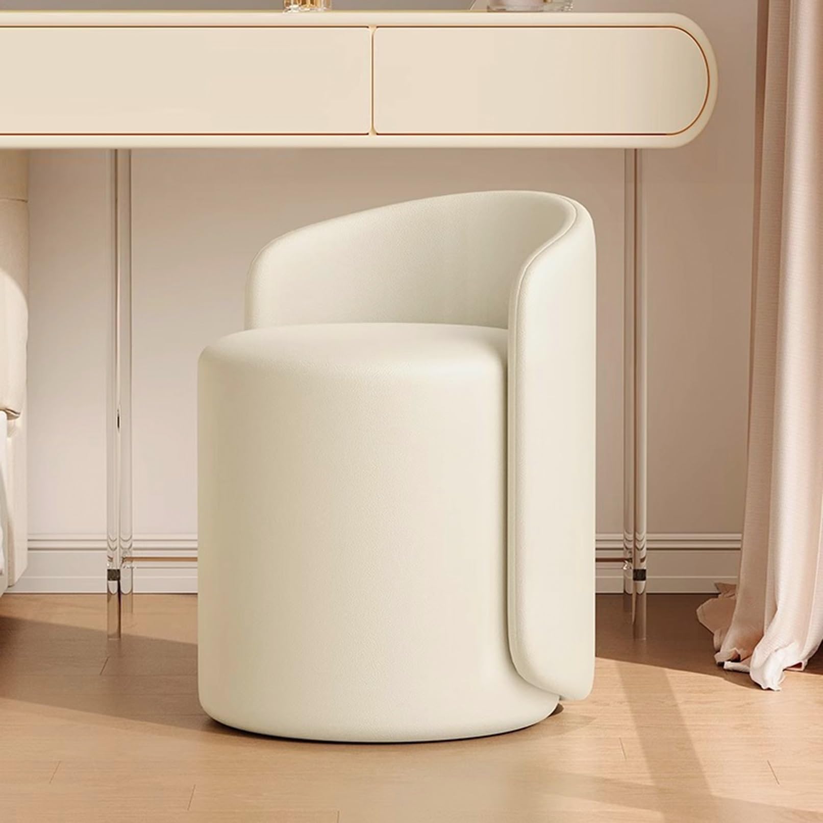 Fauteuil de coiffeuse avec repose-pieds et pouf rembourré pivotant à 360°