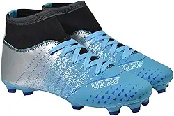 Chuteira Campo Botinha Cano Alto Adulto Infantil Trava Nova Uzze Sport (Azul, 34)