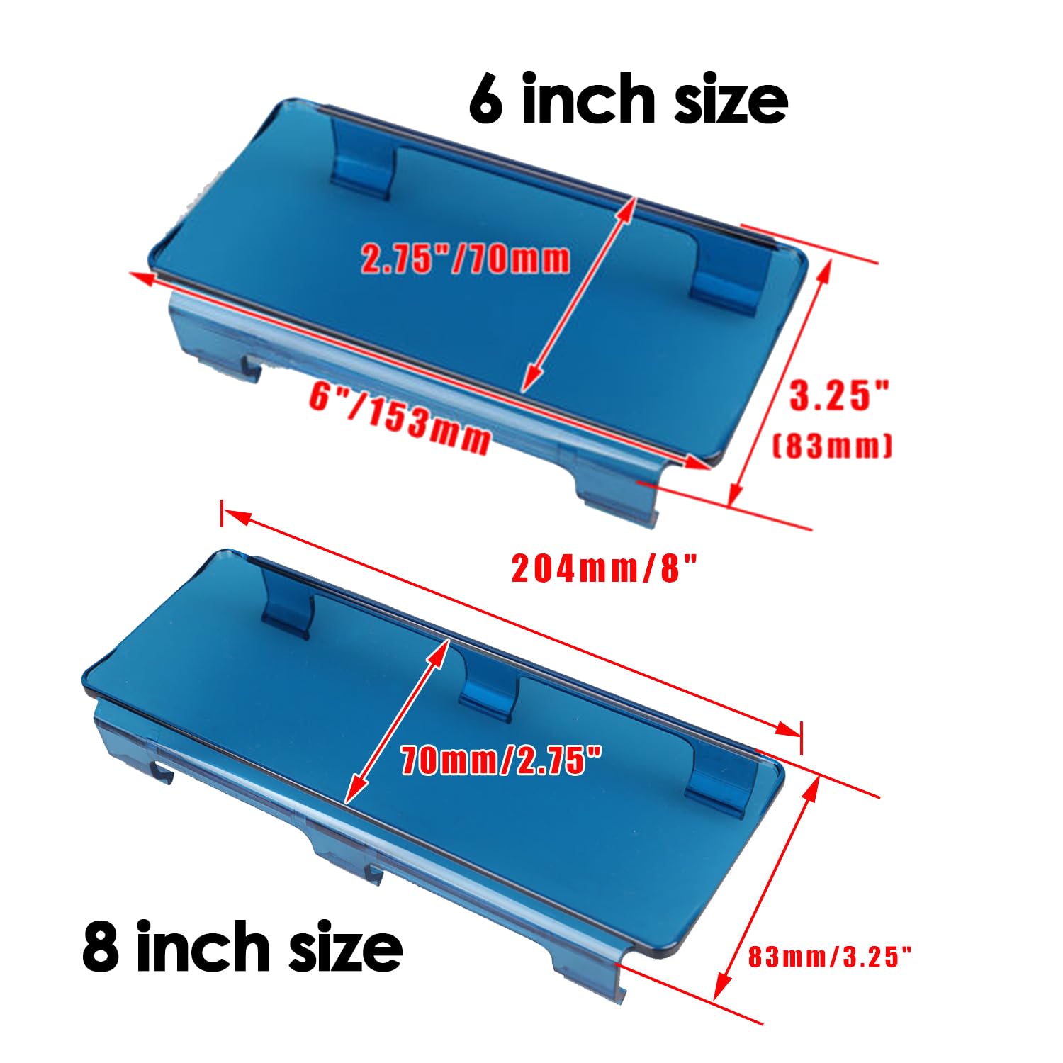 Osłona listwy świetlnej LED o przekątnej 132 cm, wodoodporna, pyłoszczelna, odporna na zarysowania osłona świetlna (5 szt. 20 cm i 2 szt. 15 cm, niebieskie osłony), do prostych/zakrzywionych świateł