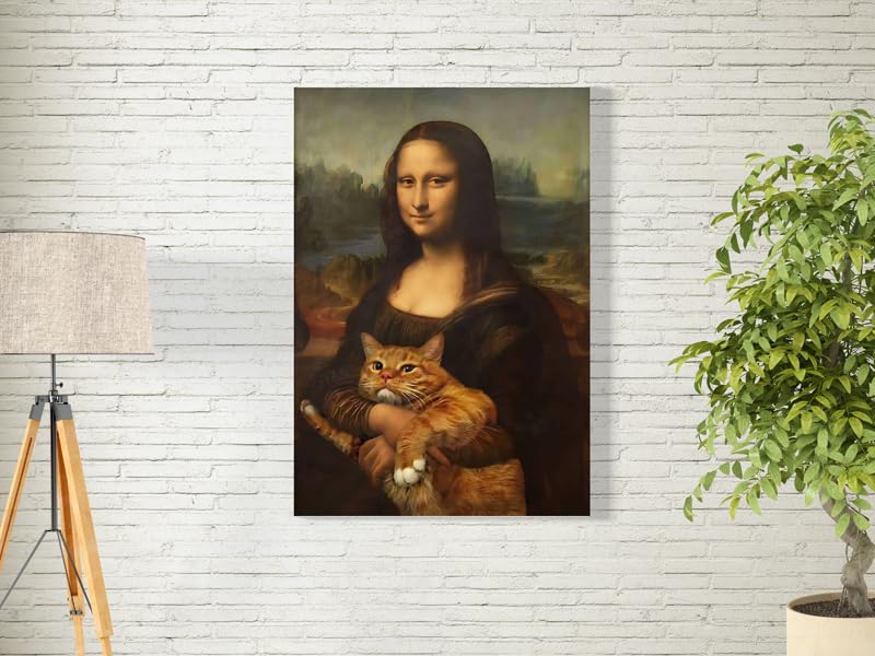 BPA® Mona Lisa Classic Cat Wall Art For Decoration Easy To Hang, 55X80Cm, 1Pcs