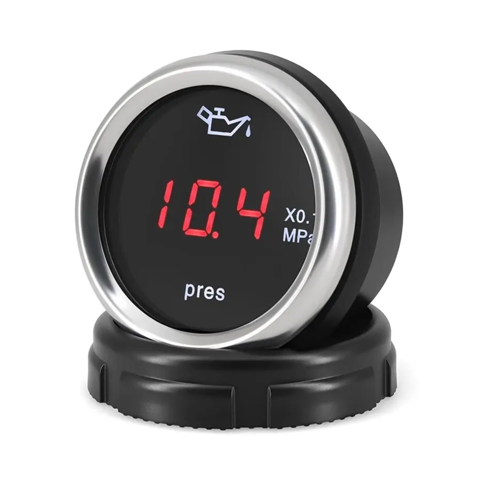 Manómetro, Medidor de presión aceite Compatible para yate coche 2 "52Mm 0-1.0Mpa con Sensor pantalla Digital LED rojo 1/8NPT prensa medidor intermitente