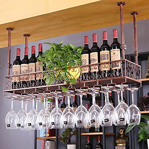 RCSTYNUK Estante para vinos de Techo, Soporte para Copas de Vino, Soporte para Copas de champán, Soporte para Copas, Estante para Copas, Estante Colgante para Almacenamiento (60 x 25 x 30 cm)