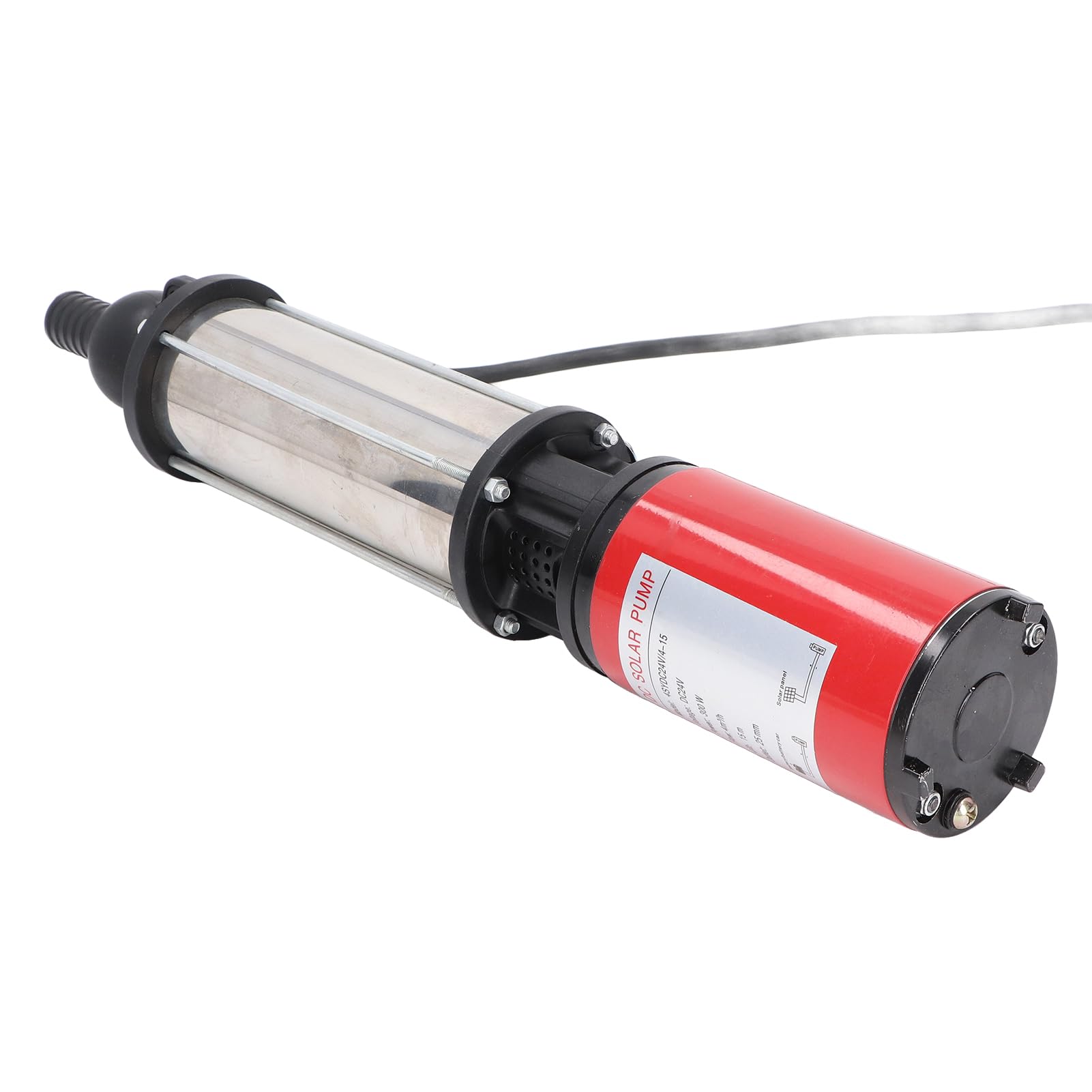 Hyuduo Bomba de Pozo Profundo CC Bomba de Agua Solar de 24 V 300 W con Motor de Cobre Acero Inoxidable Flujo de 4 M3 H Elevación de 15 M Salida de 1 Pulgada para Hogares Granjas Vehículos de Camping