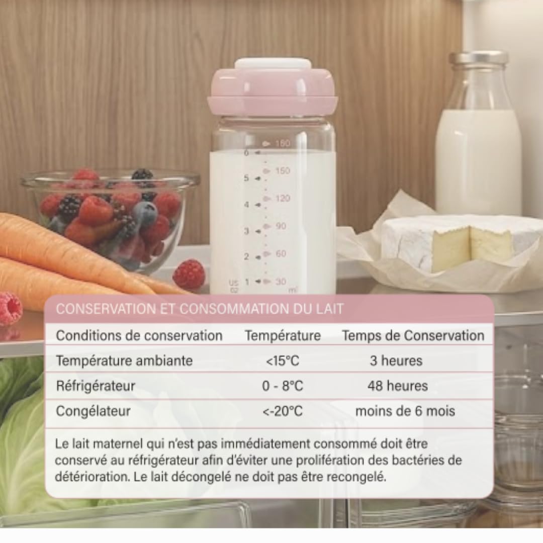 Bottiglie di latte materno in vetro borosilicato 180 ml – Conservazione latte materno nel congelatore – Contenitore riutilizzabile per bambini con coperchio in silicone
