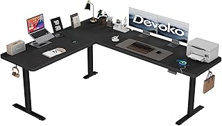 Devoko Höhenverstellbarer Schreibtisch L Form, 190 x 155cm L-förmig Schreibtisch Höhenverstellbar Elektrisch, Eckschreibtisch Ergonomischer Steh-Sitz Tisch Computertisch