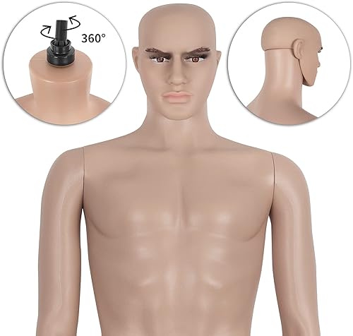 Miniatura 2 de Maniquí masculino de cuerpo completo ajustable maniquí torso vestido forma con base de metal 73 pulgadas