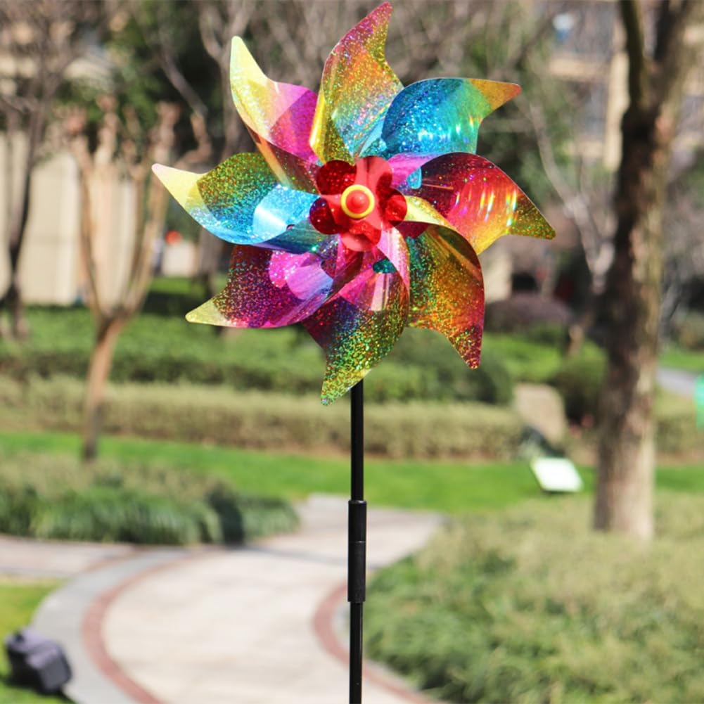 6 Piezas de Hilanderos de Viento Brillantes para Patio y Jardín, Decoraciones de Patio de Césped, Molinetes Coloridos, Remolinos Reflectantes, de Viento