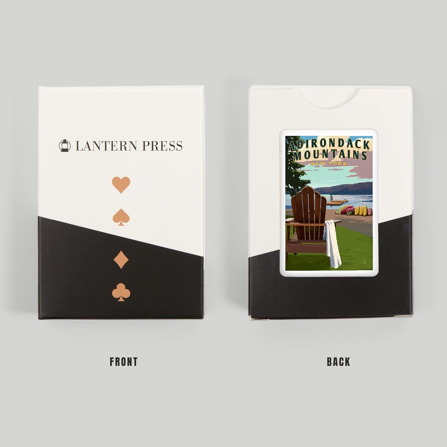 Lantern Press Adirondack Mountains, New York, Adirondack Chair and Lake, 52 Playing Cards for Adults, Poker Size Card Deck