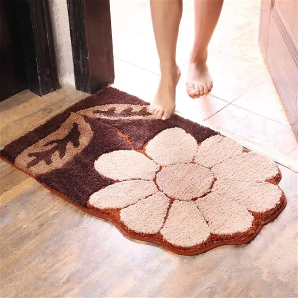 Nordic Fluffy Carpet Area Carpet Bathroom Floor Floral Absorbent Non-Slip mat Bathroom mat Door mat(E,40 * 60cm)