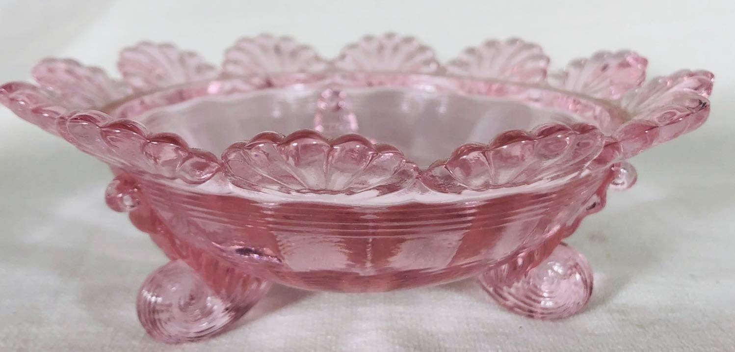 Berry Bowl - 3 Footed - Klondyke Pattern - American Made - Mosser Glass USA (Crown Tuscan)