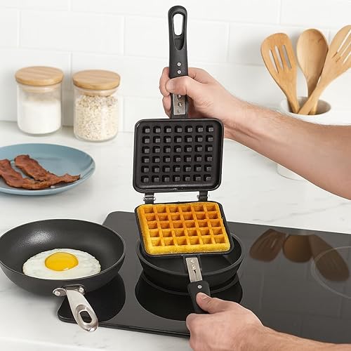 Miniatura 3 de G & D Sartén antiadherente para hacer gofres, aluminio, 13 pulgadas de largo x 5.5 pulgadas de ancho x 1.2 pulgadas de alto, revestimiento