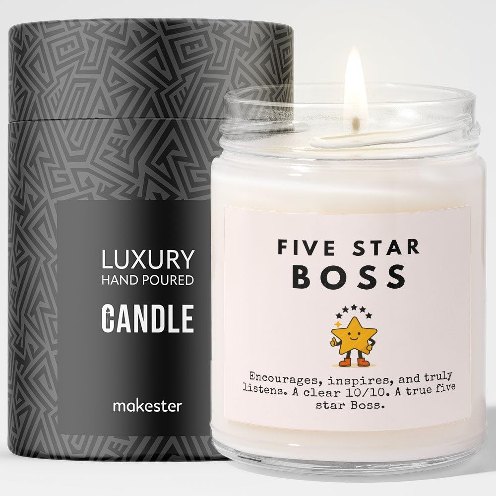 Boss Gift - Luxury Soy Wax Candle - Vanilla, Jasmine, Sugared Almond - Makester