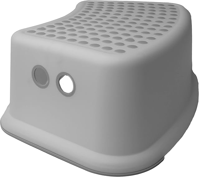 DIVCHI Childs Foot Stool/Step with Anti-Slip, Lightweight Durable Stepping Stool For Kitchen Bathroom Sink (White/Gray)