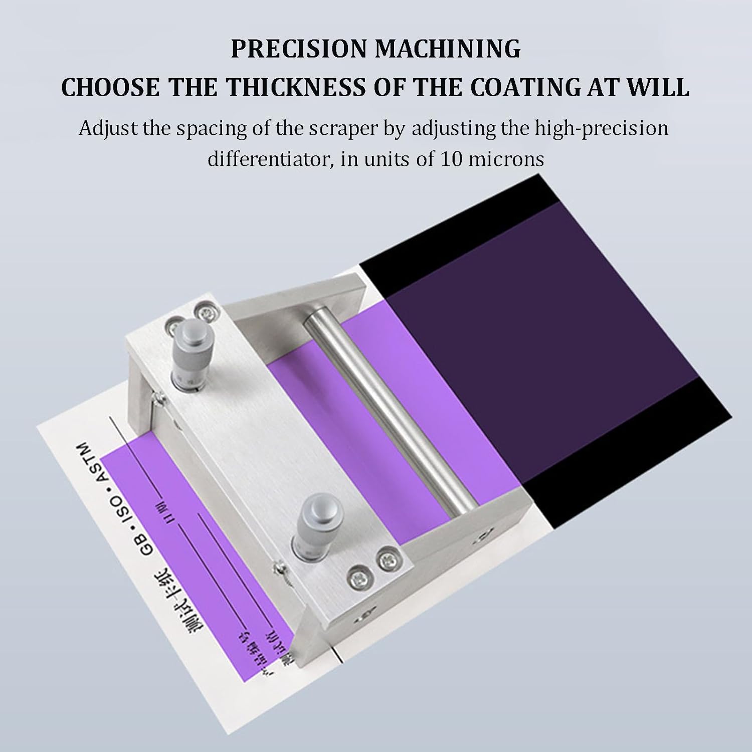 Adjustable Film Coating Applicator,Effective Film Width:55-300mm,0-3500μm High-Precision Wet Film Preparation Device for Lab Coat Tool (55mm)