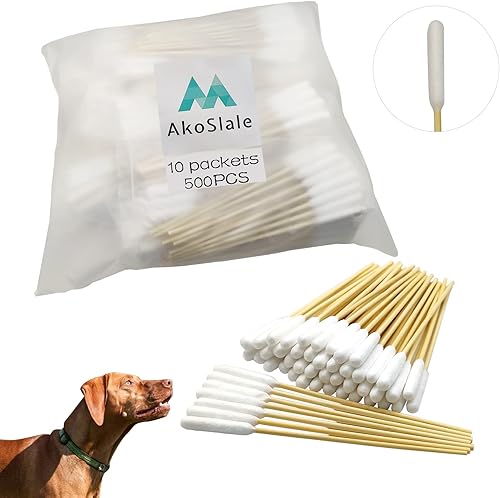AkoSlale Hisopos de algodón de 6 pulgadas para orejas de perro, 500 unidades, Qtips largos para perros, cuidado de orejas de perro, palos de algodón