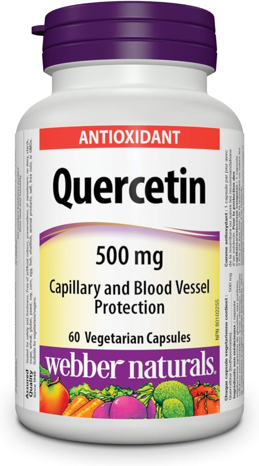 Webber Naturals Quercetin 500 mg, 60 Capsules, Antioxidant Support, Vegan Webber Naturals Quercetin 500 mg, 60 Capsules, Antioxidant Support, Vegan