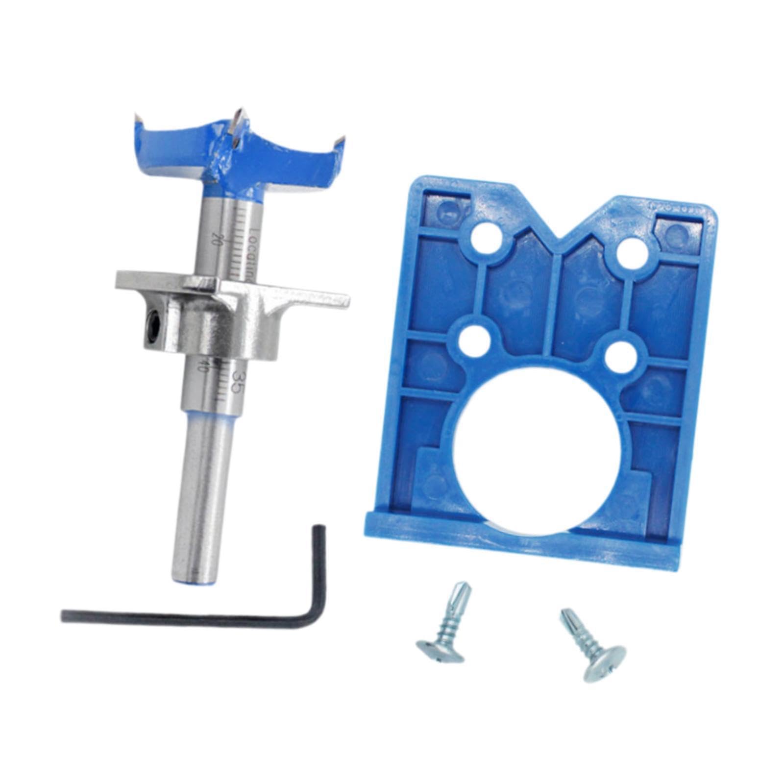 PUXZYAX Door Hinge Jig Panel Hinge Template Punch Locator Innovative Jig Drill Hole Opener Tool Ensures High Accuracy 35mm Drilling Positioning Plate, Blue
