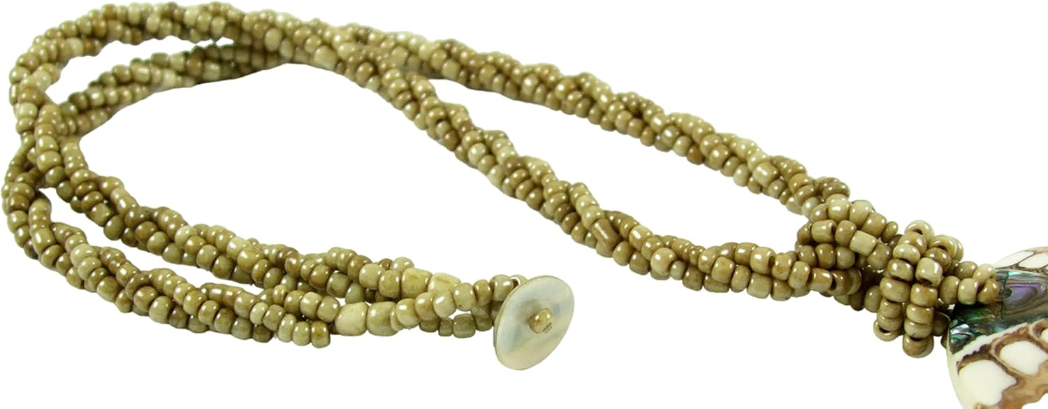 Natural Paua Abalone Shell, Cone Shell, Shiva Eye Pendant 18.5 Inches Beads necklace Handmade Jewelry BA104 - Image 4