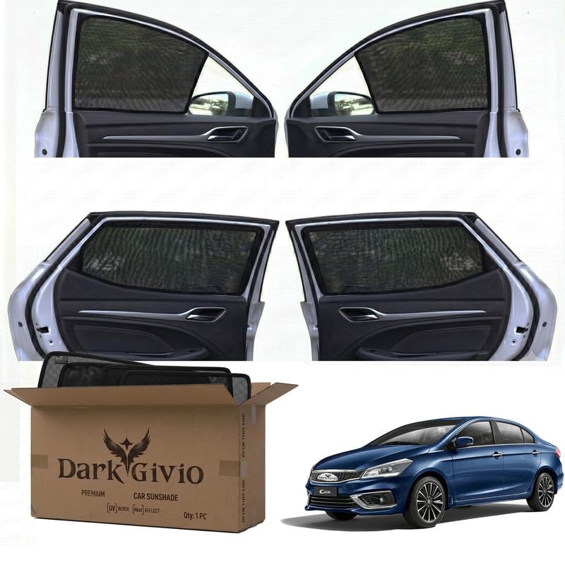 Image of Car Window Sun Shade Protector for CIAZ | Exact Fit Non-Magnetic Half Cut Sunshade (Set of 4 /6) | UV Blocker Side Window Car Curtains & Interior Accessory