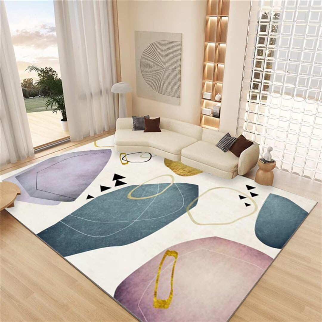Tapis de chambre fille bleu 60x120cm - Tapis de passage fin moderne
