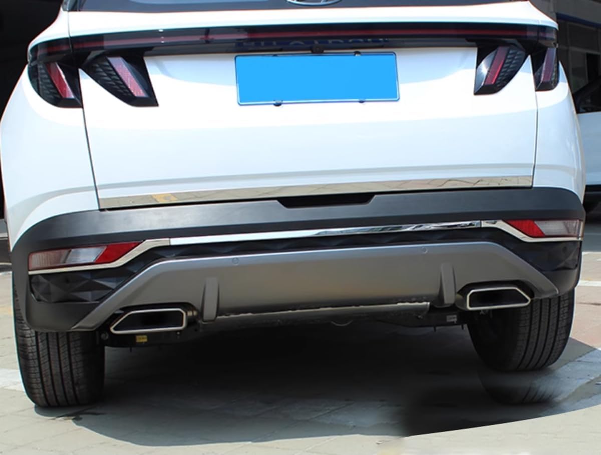 Car Accessories Fit for Hyundai Tucson 2024 2023 2022 Rear Fog Light Bumper Strip Protector Cover Trim & Tail Door Trunk Lid Strip Trim Tailgate (Chrome) 4PCS Stainless Steel