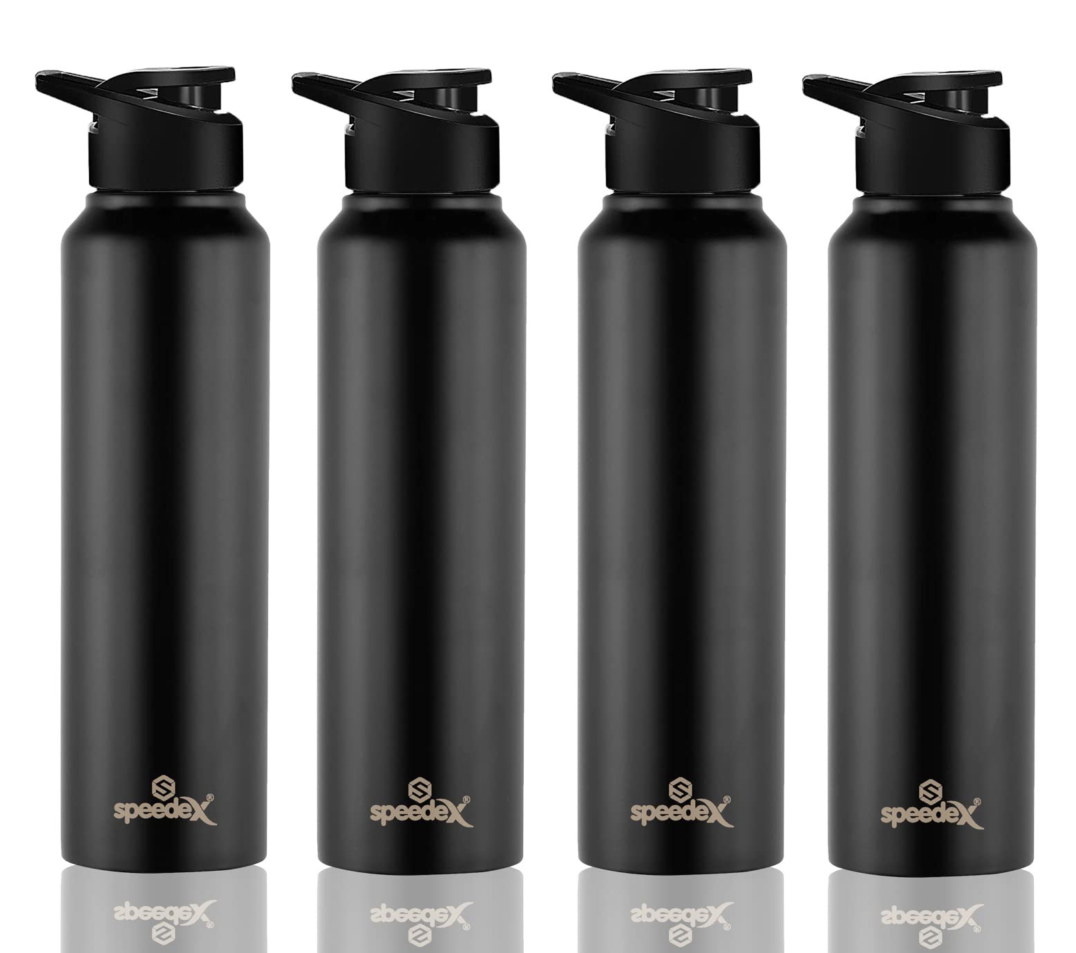 Speedex Stainless Steel Water Bottle 1 litre, Water Bottles For Fridge, School,Gym,Home,office,Boys, Girls, Kids, Leak Proof(BLACK COLOUR, SIPPER CAP, SET OF 4, 1000 ML)