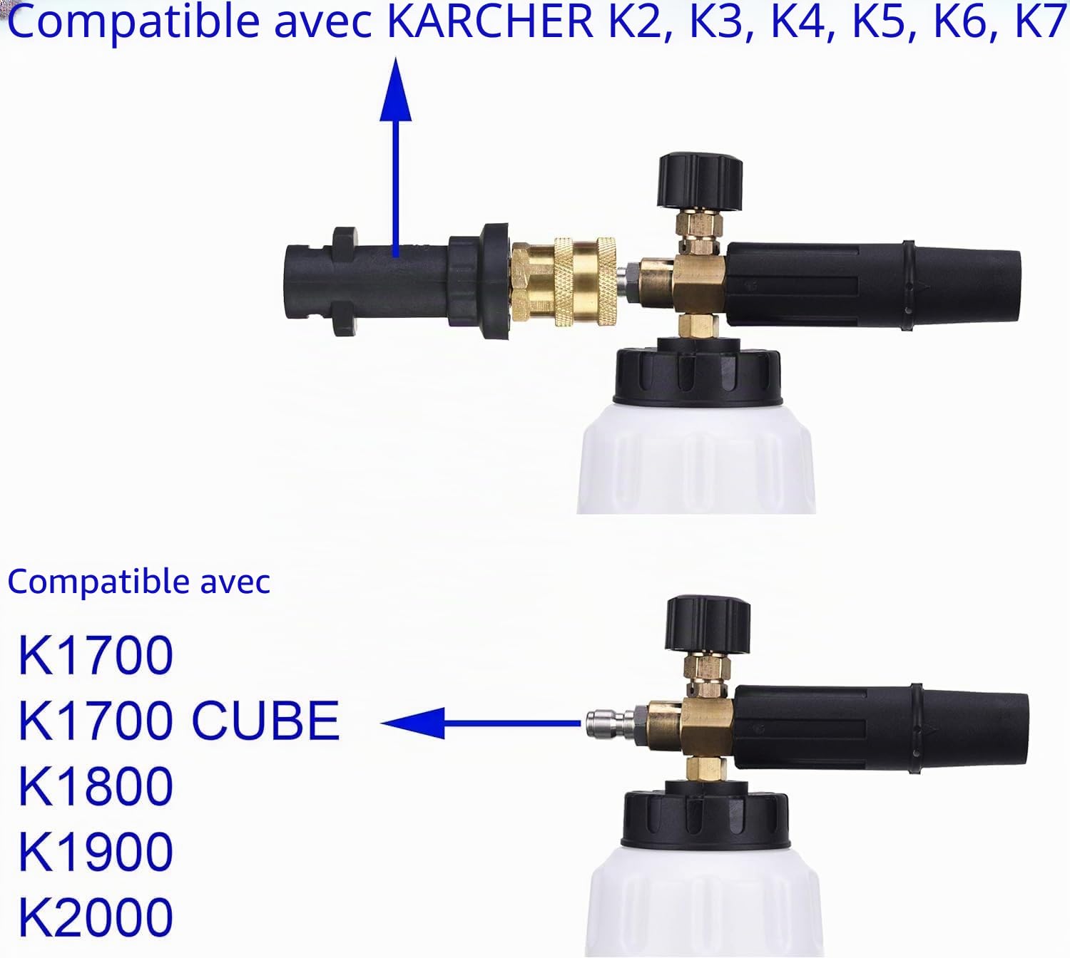 M MINGLE Canon à Mousse avec Adaptateur pour Karcher K2-K7, 5 Buses, 1 L