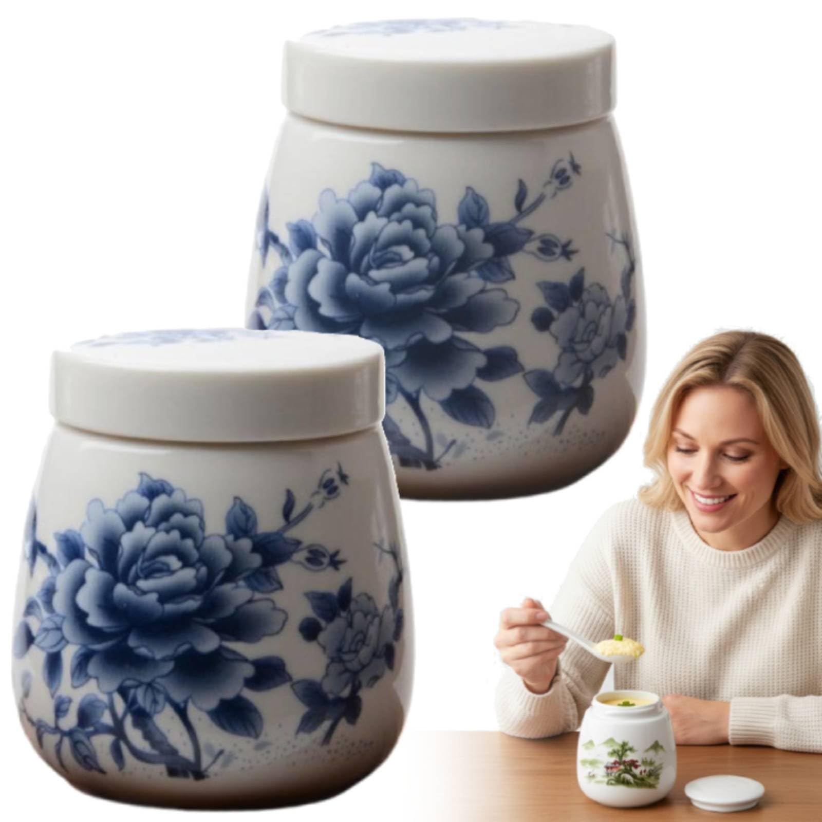 Lot de 2 coquetiers Coquetiers Coddled en céramique douce avec couvercles, 220 ml Vaisselle en porcelaine pour petit déjeuner, plat à œufs cuits à la vapeur, tasses Chawanmushi