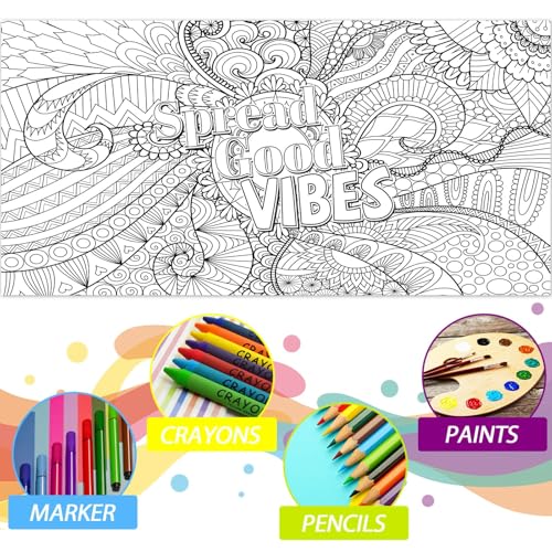 Naozinebi Cartazes para colorir mandala gigante grandes pôsteres motivacionais para colorir espalhar