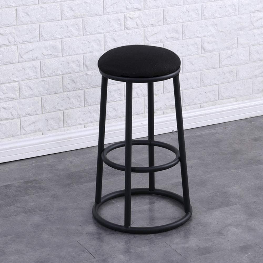 Crafter Decor Fabric Counter BarStools Footrest Round Top Kitchen Island Bar Chairs Stackable Height Stool Upholstered Breakfast Bar Stool (60 CM, Black)-image-31