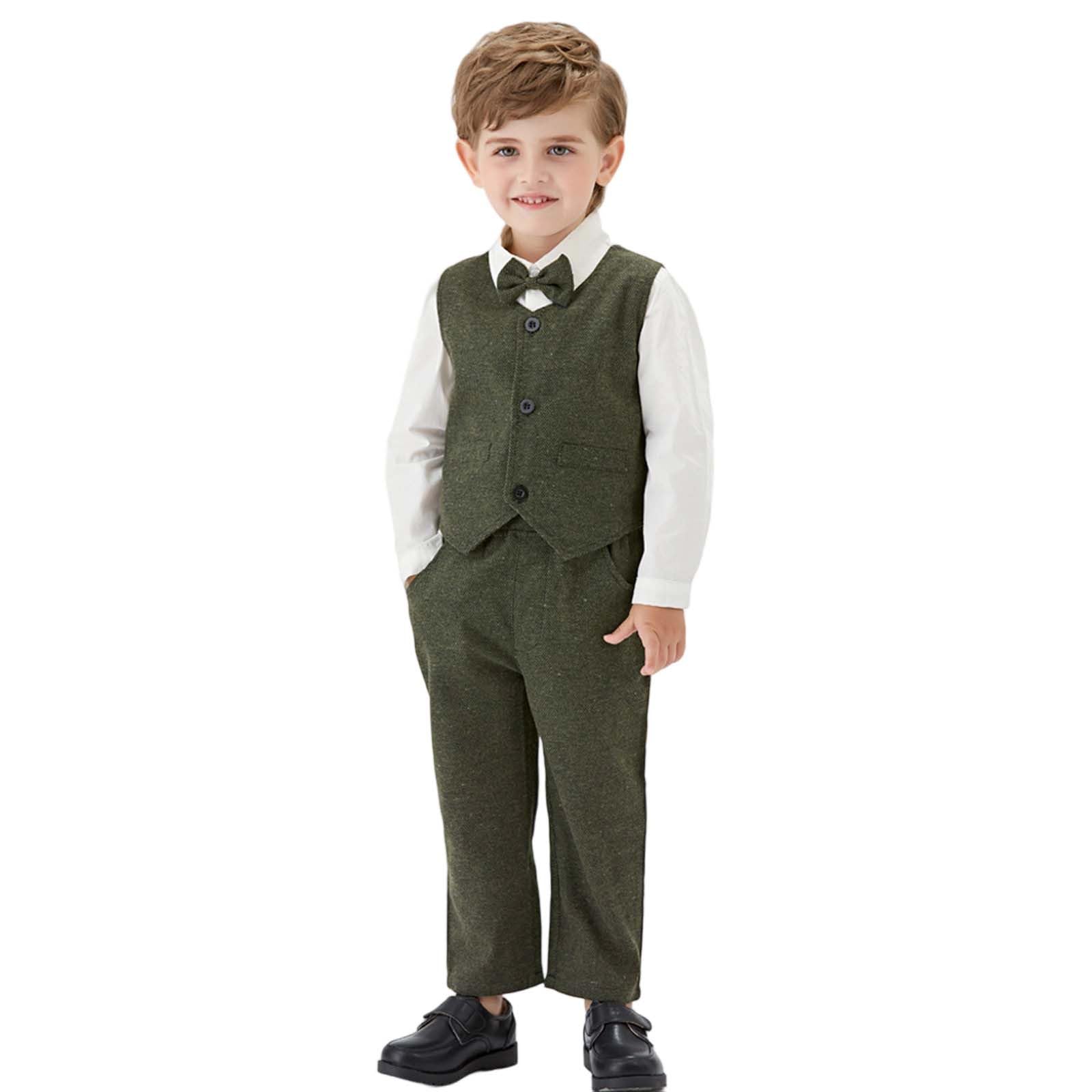 Generico Completo Bambini, Formale per, Elegante Gilet, Papillon, Camicia A Maniche Lunghe E Pantaloni, per Feste E Matrimoni., Stile Casual Chic