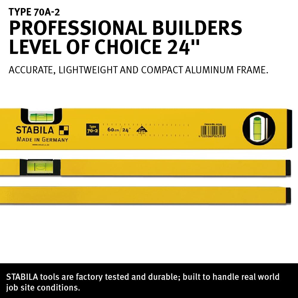 Stabila 22924 61 cm 70–2 Série L "Écologie traditionnel Niveau à bulle