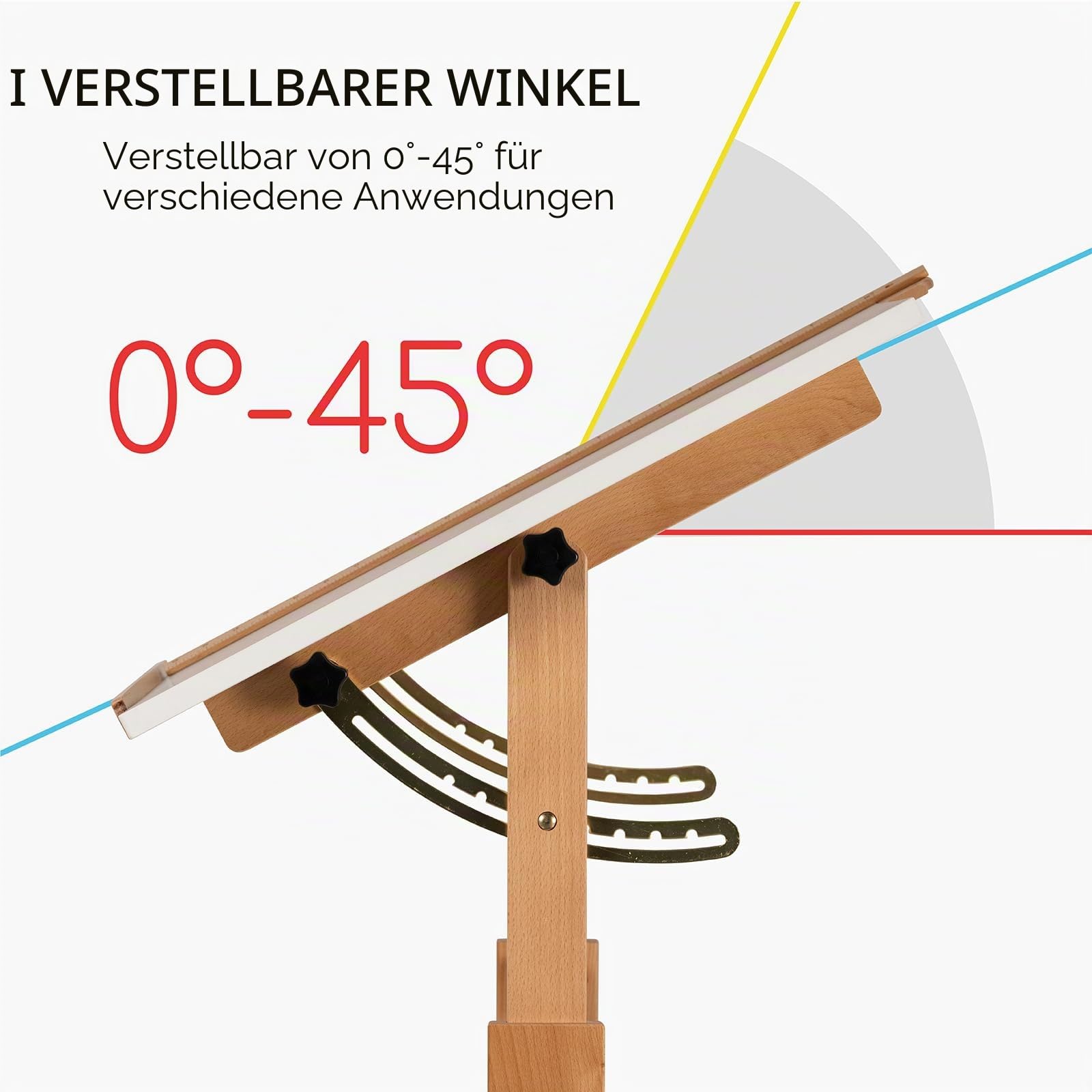 MEEDEN Whiteboard Holz Zeichentisch: 90 x 60 cm Künstlertisch, Massiver Schreibtisch für Kunst und Handwerk, Großer Neigbarer Tisch für Erwachsene, Künstler, Schreiben und Arbeiten