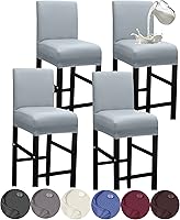 Vista 18 de HFCNMY - 2 fundas elásticas impermeables para taburete de bar con respaldo, fundas para silla de bar con banda elástica, color beige