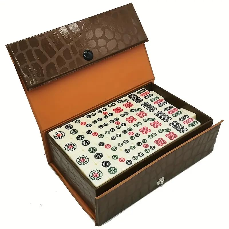 IWUTEFET Mini 144pcs Travel Mahjong Set - Portable Traditional Family Entertainment Game, for Mahjong Enthusiasts - Ideal Gift for Halloween, Christmas