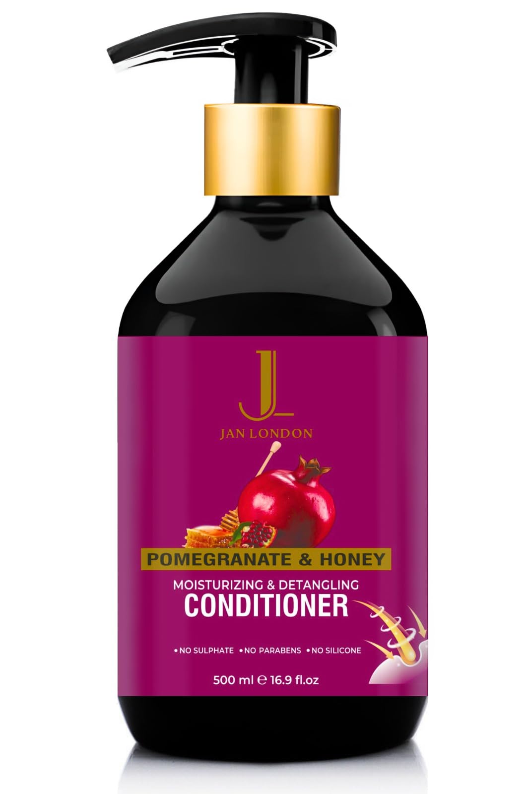 Pomegranate & Honey Moisturizing & Detangling Conditioner – 500ml | Sulfate-Free, Paraben-Free, Silicone-Free | Intensive Hydration & Smoothing for Dry, Tangled Hair