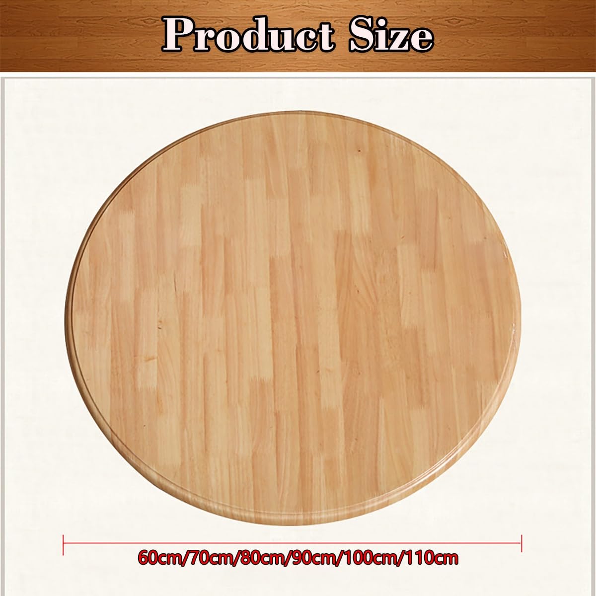 Obrotowa drewniana taca do serwowania o 110 cm – okrągła Lazy Susan na stół jadalny, półmisek centralny z litego drewna (czerwony, 110 cm) - idealna do rozrywki i dekoracji domu