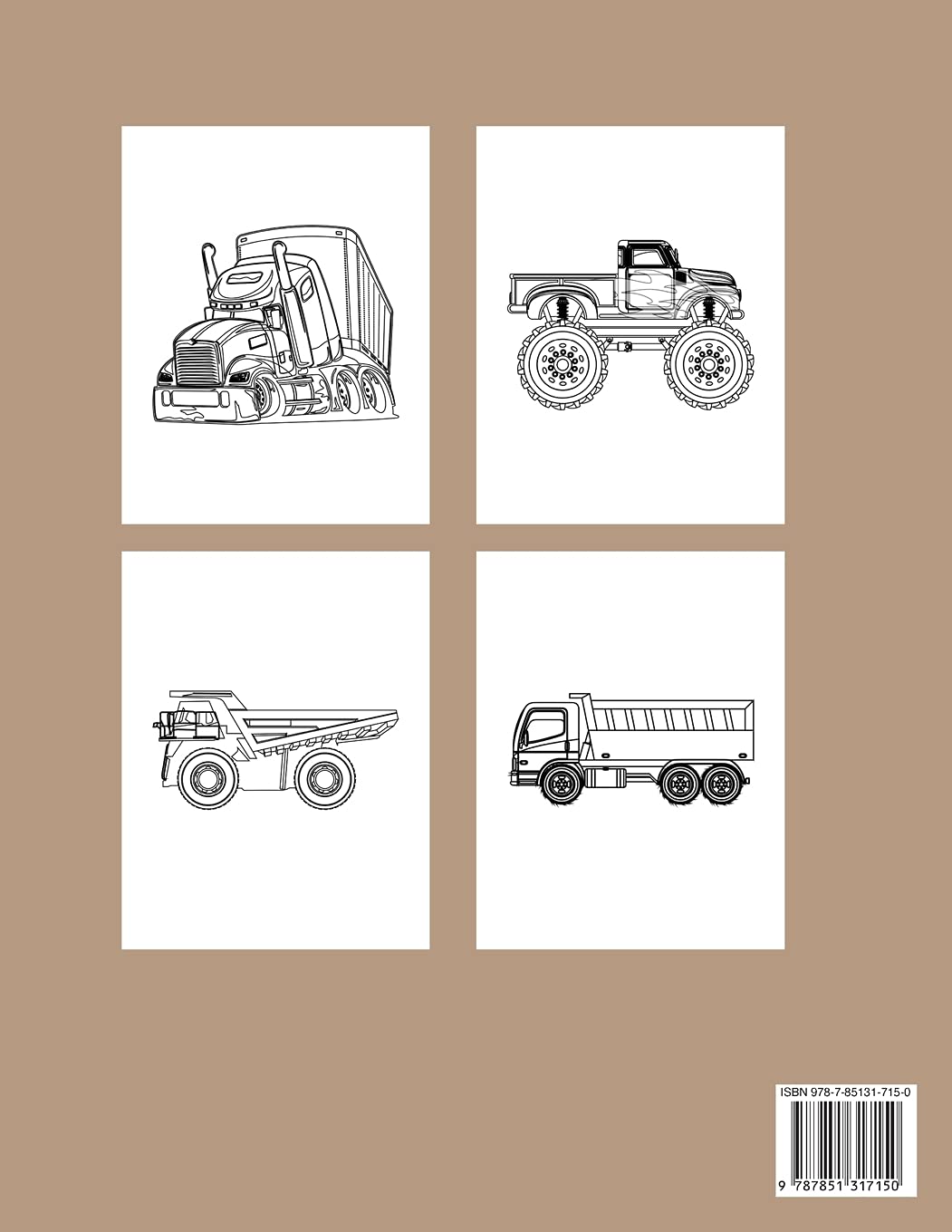 Trucks Activity Book For Kids: A Fun Coloring Activity Book For Boys and Girls Filled With Big Trucks, Cranes, Tractors, Diggers and Dumpers