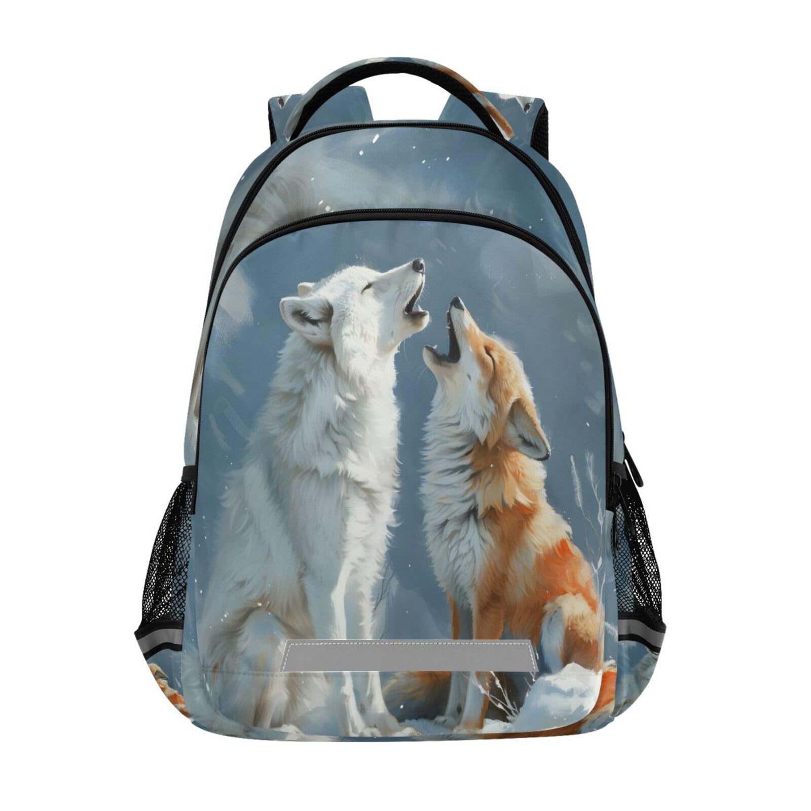 Arctic Wolf and Fox Backpacks Travel Laptop Daypack School Book Bag for Men Women Teens Kids