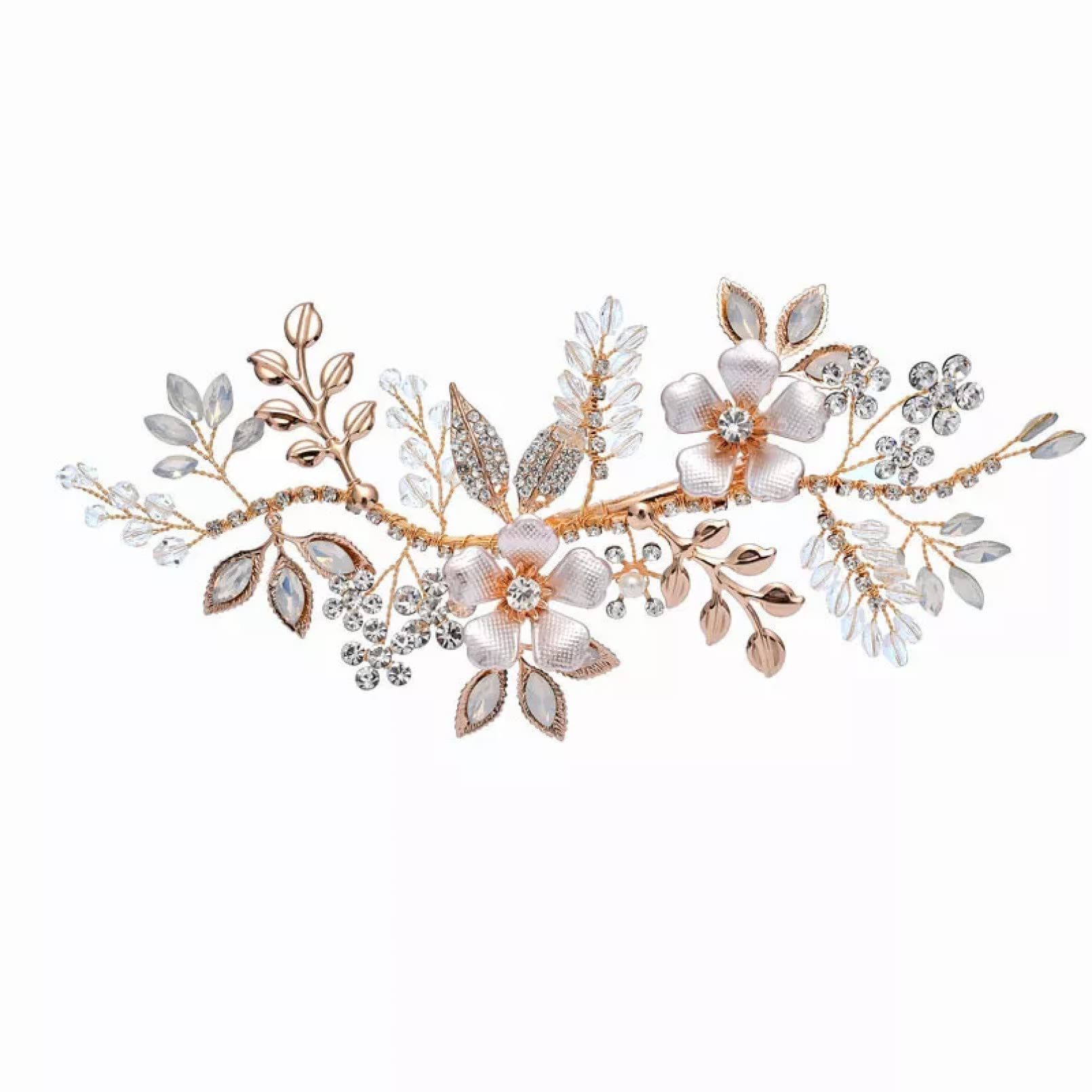 Emissione di WLLLTYCardNuovi Accessori per Capelli da Sposa con forcina per Capelli da Sposa con Perle di Strass di Cristallo Dorato