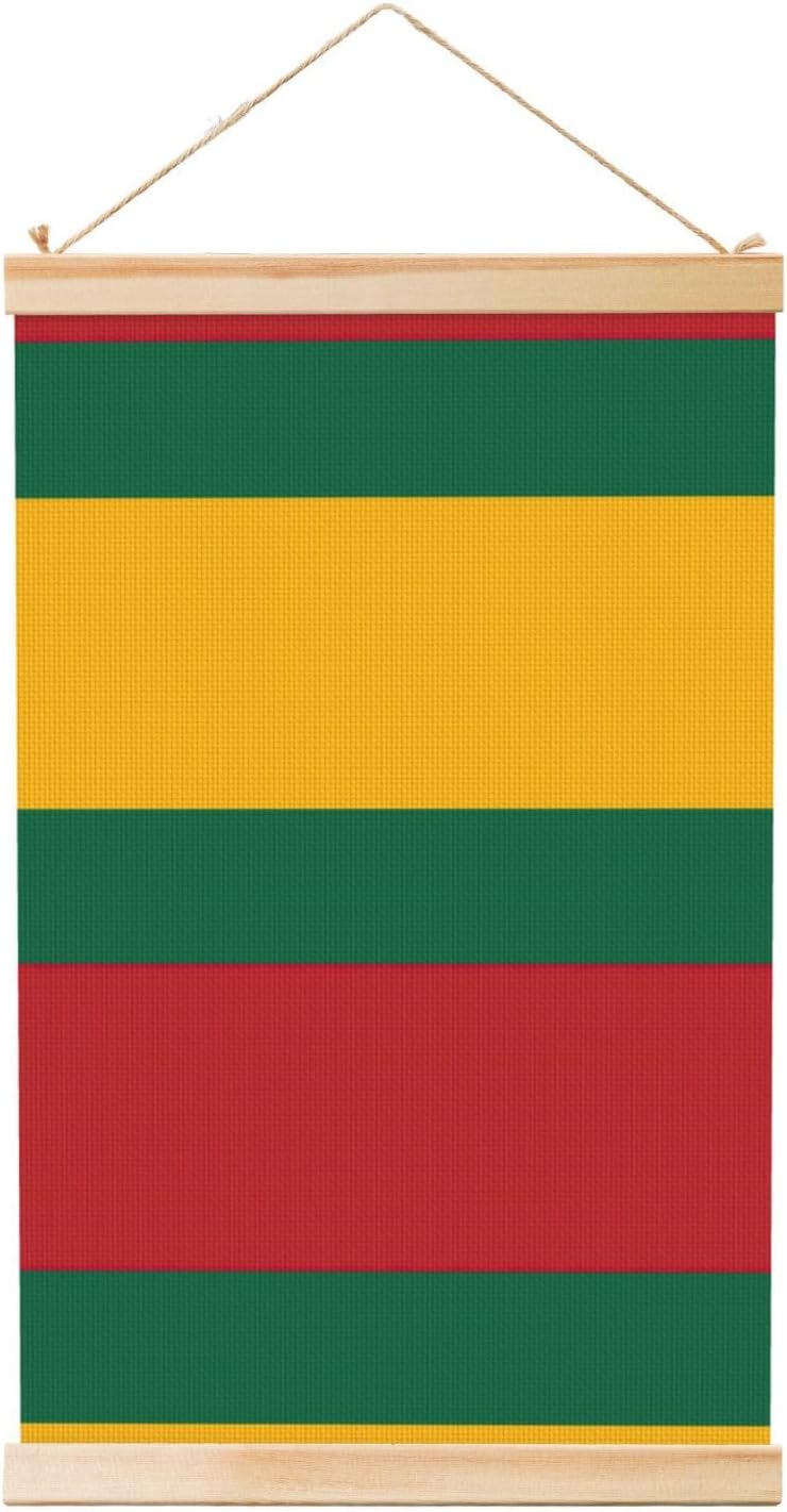 Flag Of Lithuania Print Poster Hanger,Hanging Poster, Poster Frame,Wood Poster Hanger, For Wall Hanging