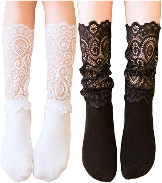 Amazon Co Jp Dyrenson ベビー キッズ レディース レース付き 靴下2足セット 黒白 ハイソックス クルーソックス 女の子 フォーマル 入園式 卒園式 入学式 卒業式 発表会 結婚式 服 ファッション小物
