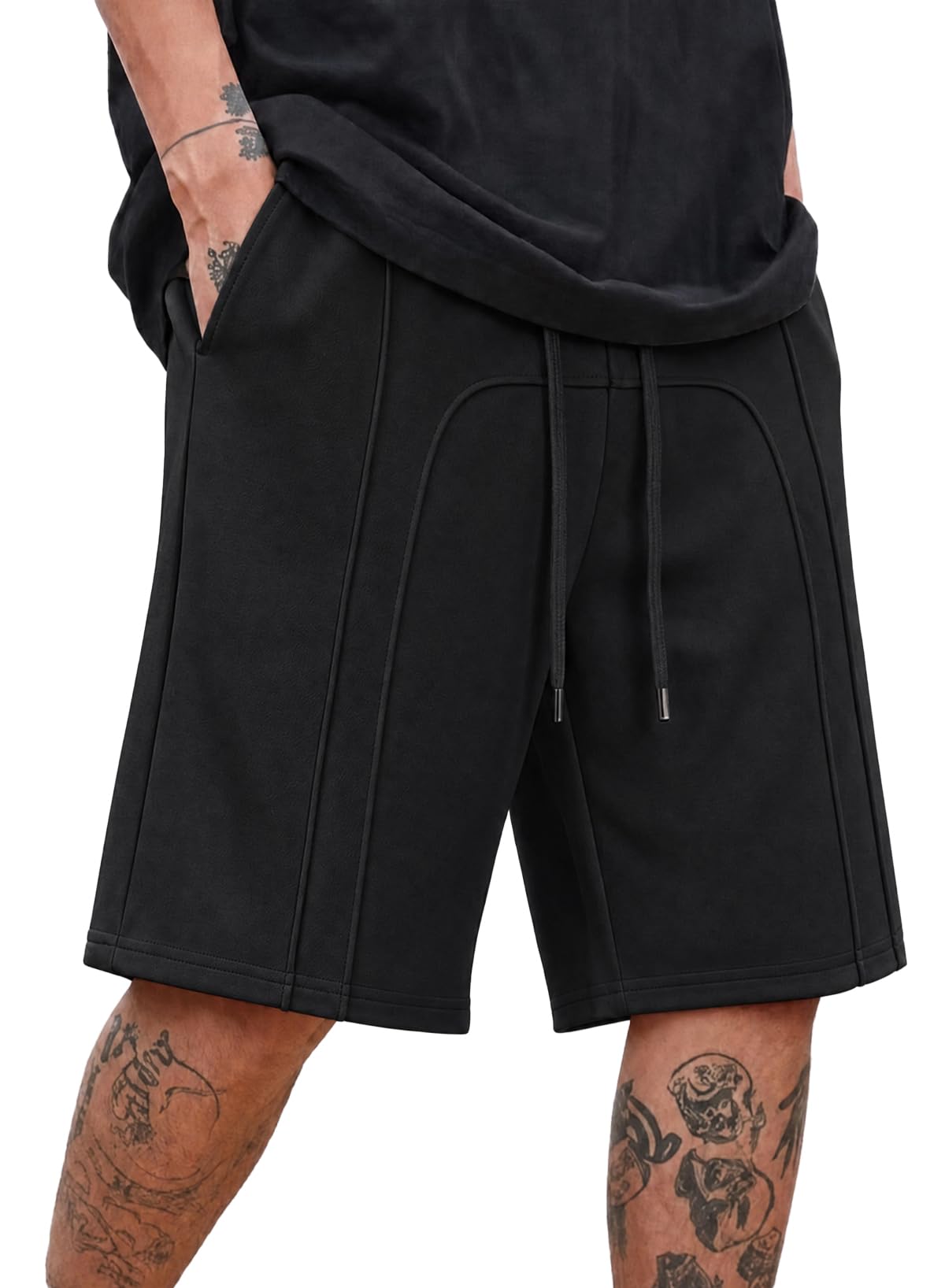 JMIERR Baumwolle Kurze Hosen Herren Baggy Bermuda Shorts mit Taschen S-3XL | Casual gym sweat shorts, 4 taschen, angenehmer baumwollstoff, sportlicher streetstyle