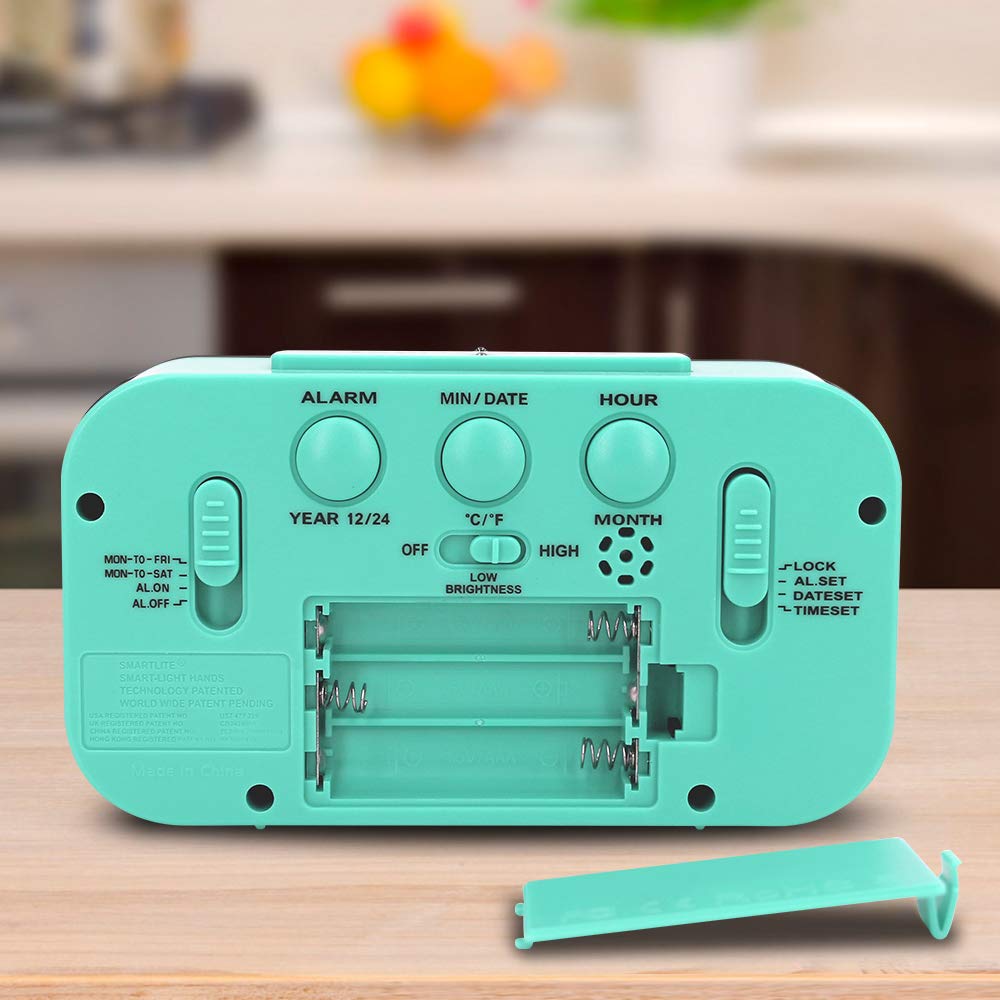 Peakeep Battery Operated Cordless Digital Alarm Clock with 2 Alarms