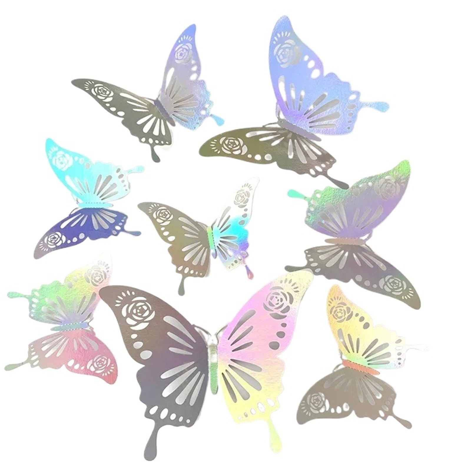 3D Butterfly Wall Decoration 12pcs Sticker 3D Effect Crystal Butterflies Wall Beautiful Butterfly for Kids Room Decal Home Decoration(Color6)