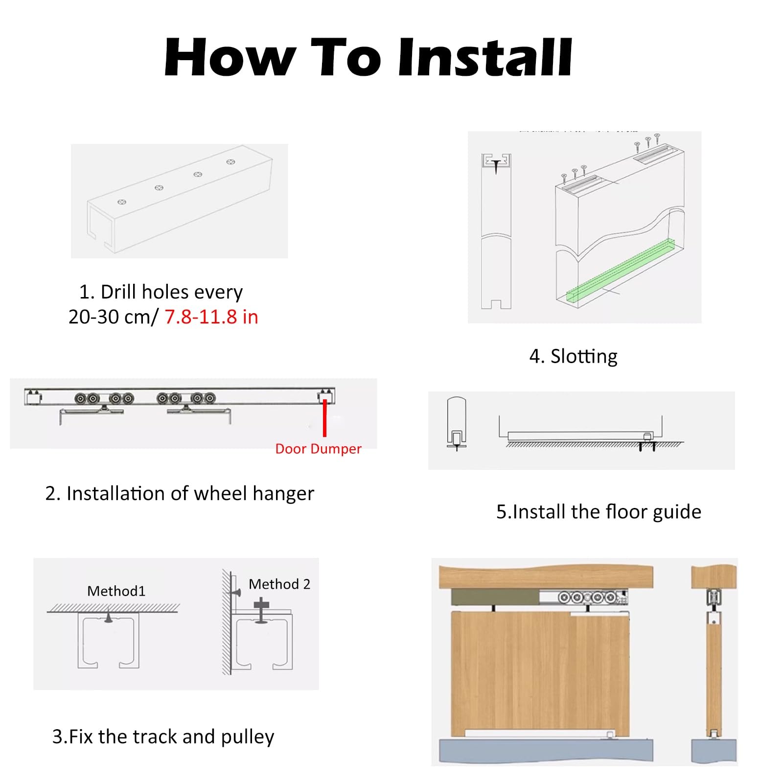 Kit de herrajes para puerta corredera, riel de derivación de 0,9 m con ruedas, accesorios impermeables para puertas de granero para armarios y armarios, acabado plateado y blanco personalizable