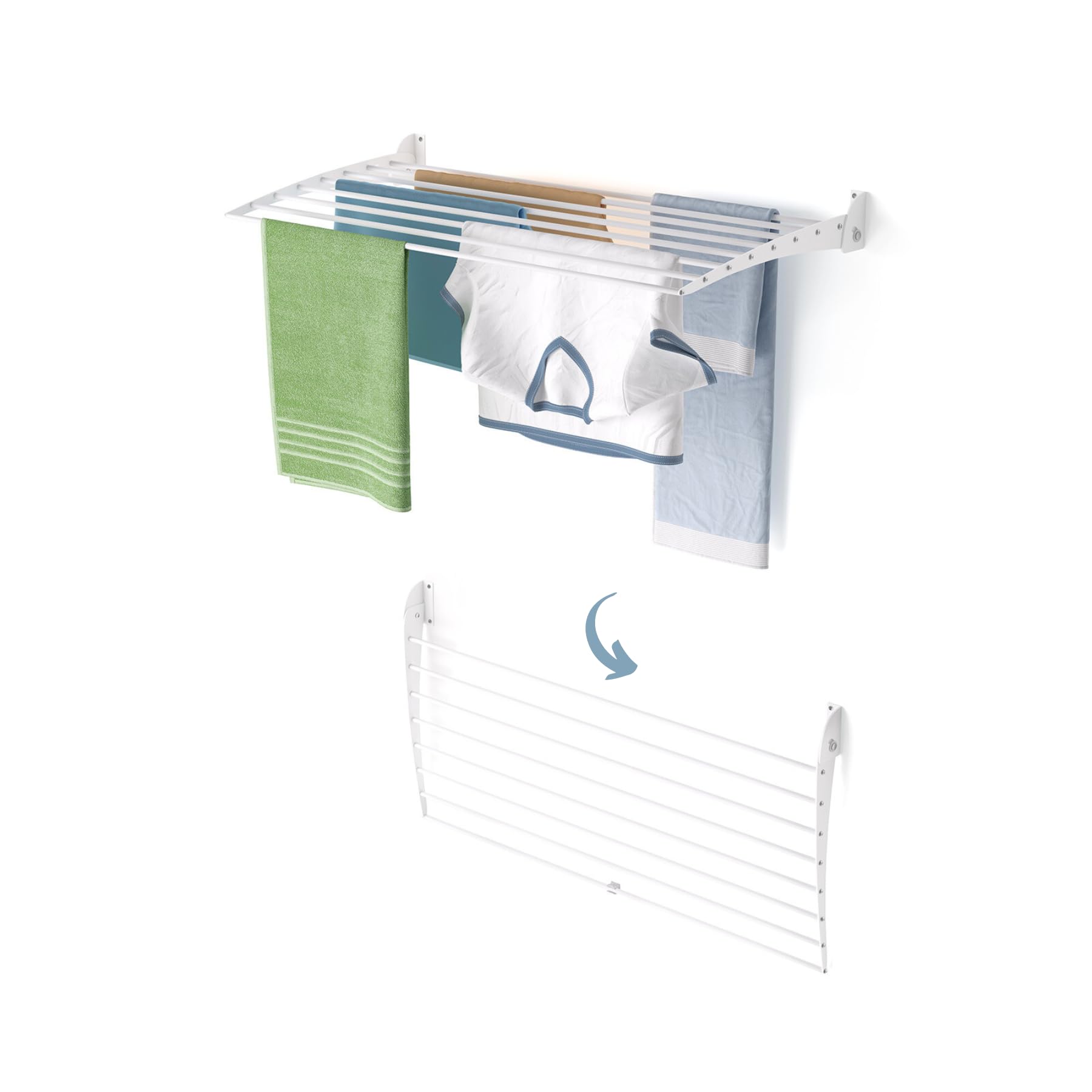 Foxydry Fold Down 102 Cm WhiteWall-Mounted Clothes AirerSpace-Saving Foldable Design