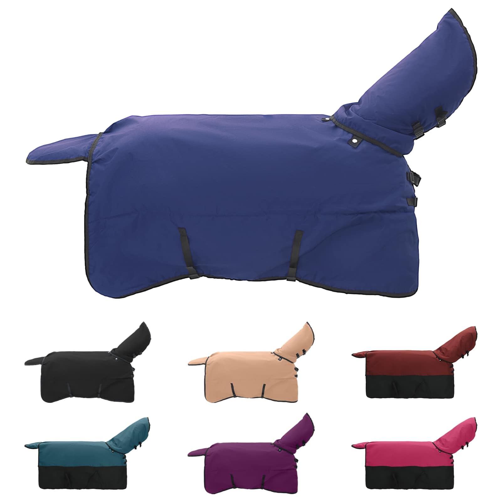 Gecheer Coperta Cavalli Impermeabile, Coperta Equitazione Termica Poliestere 165 cm, Coperta Scuderia Lavabile per Protezione Pioggia Neve Vento, Coperta Cavallo per attività Equestre Outdoor